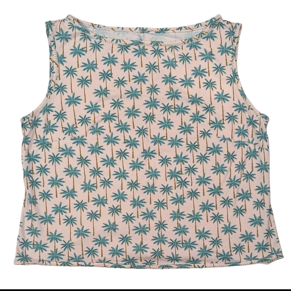 Handmade Women's Palm Tree Pajama Shorts Set (Fits Like L) - Picture 2 of 11